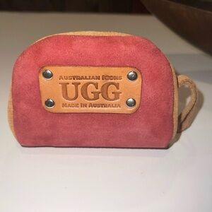 UGG Red and Tan Suede Coin Zip Purse